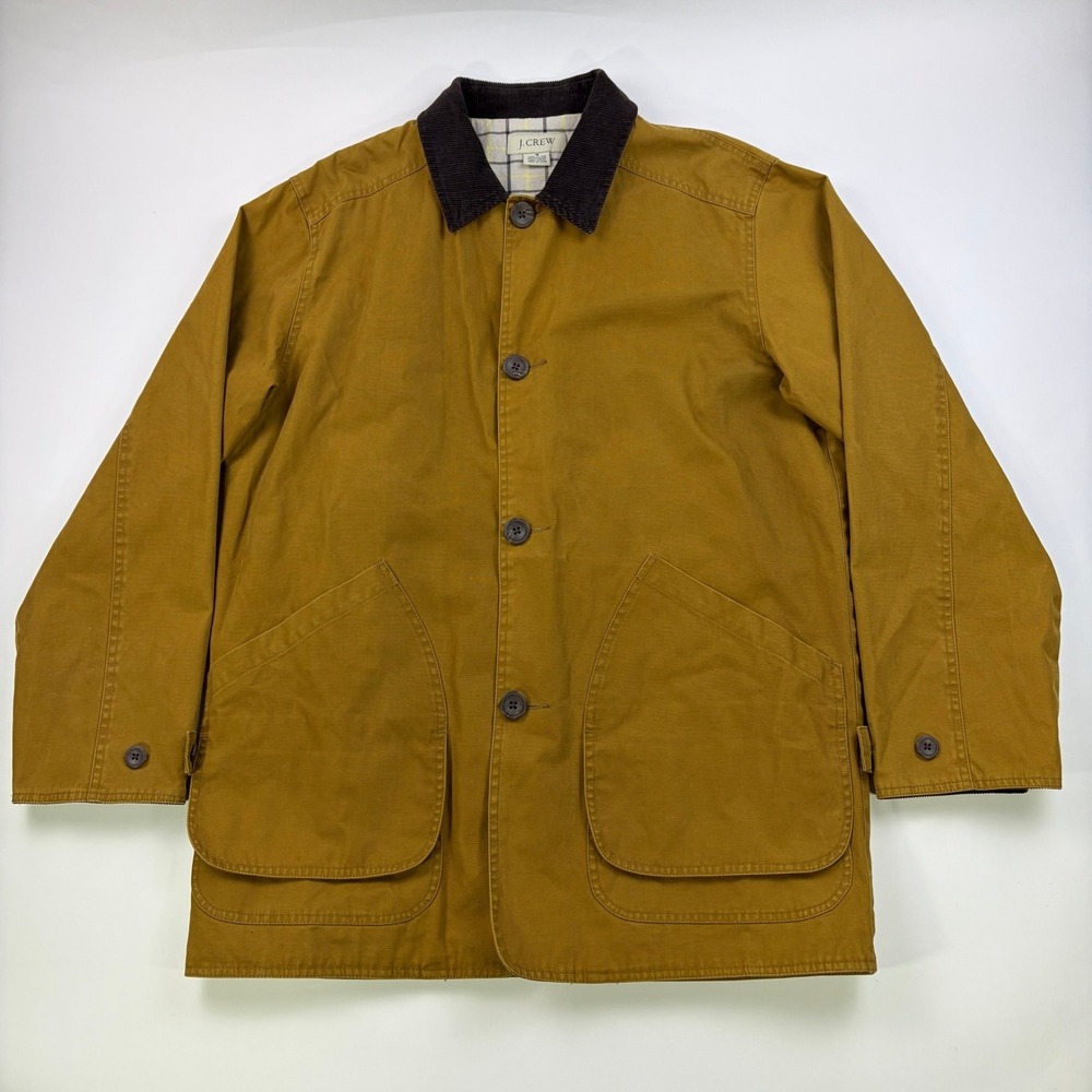 NWT J.Crew Barn Jacket Mens Medium Brown Canvas Corduroy Collar Field Coat